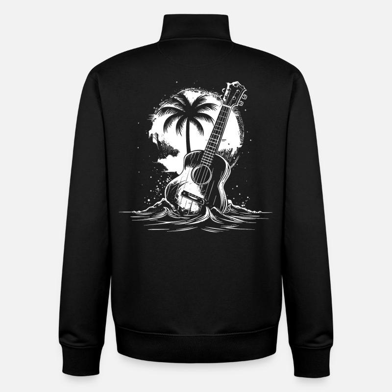 Ukulele Graphics - Unisex Organic Zip Sweatshirt by Stanley/Stella - black