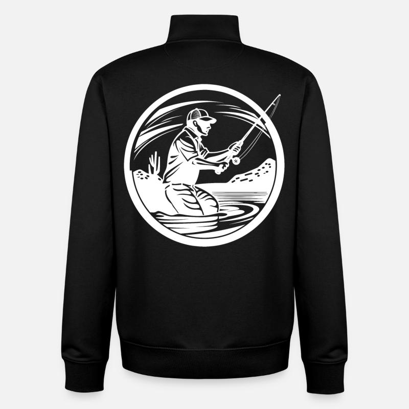 Dessin de pêche - Sweat zippé unisexe en coton bio Stanley/Stella - noir