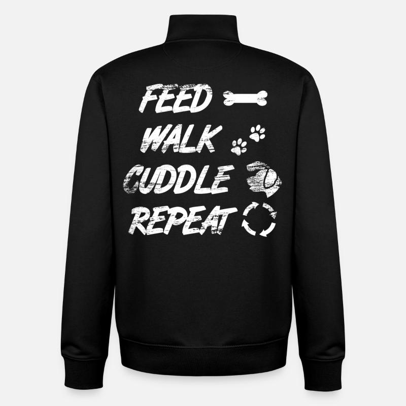 Feed Walk Cuddle Repeat - Sweat zippé unisexe en coton bio Stanley/Stella - noir