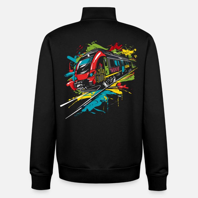 Graffiti Chemin de fer - Sweat zippé unisexe en coton bio Stanley/Stella - noir