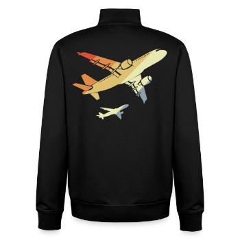 Airplanes Retro - Unisex Organic Zip Sweatshirt by Stanley/Stella - black - Back - AI Model Male 185 light (185cm)
