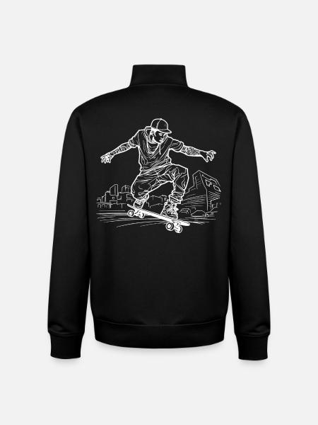 Dessin de skateboarder - Sweat zippé unisexe en coton bio Stanley/Stella - noir
