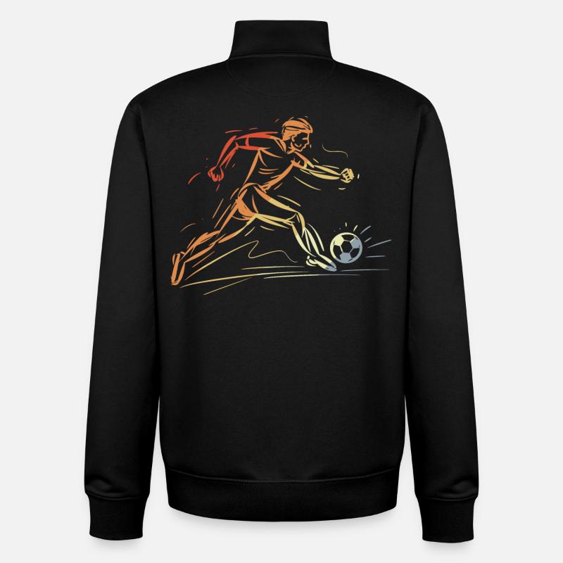 Joueur de football dessinant rétro - Sweat zippé unisexe en coton bio Stanley/Stella - noir
