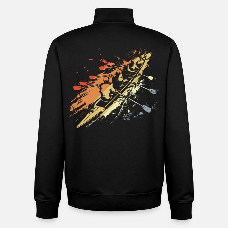 Retro Rowing Team Graphic - Unisex Organic Zip Sweatshirt by Stanley/Stella - black