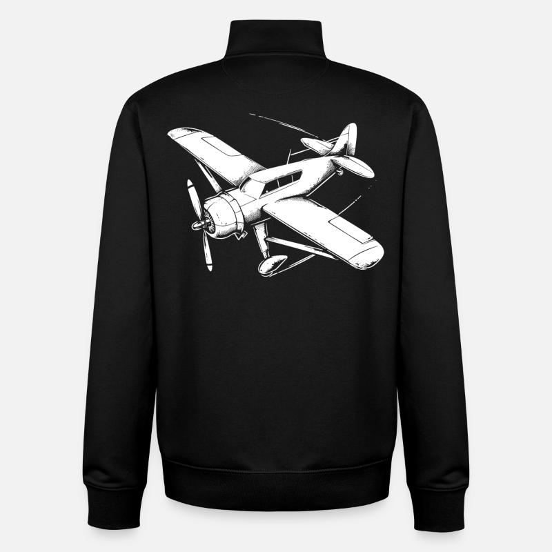 Propeller Plane Drawing - Unisex Organic Zip Sweatshirt by Stanley/Stella - black