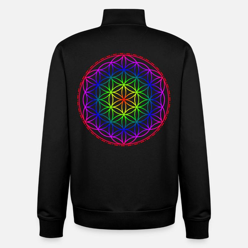 Flower of Life Regenbogen - Unisex Organic Zip Sweatshirt von Stanley/Stella - Schwarz