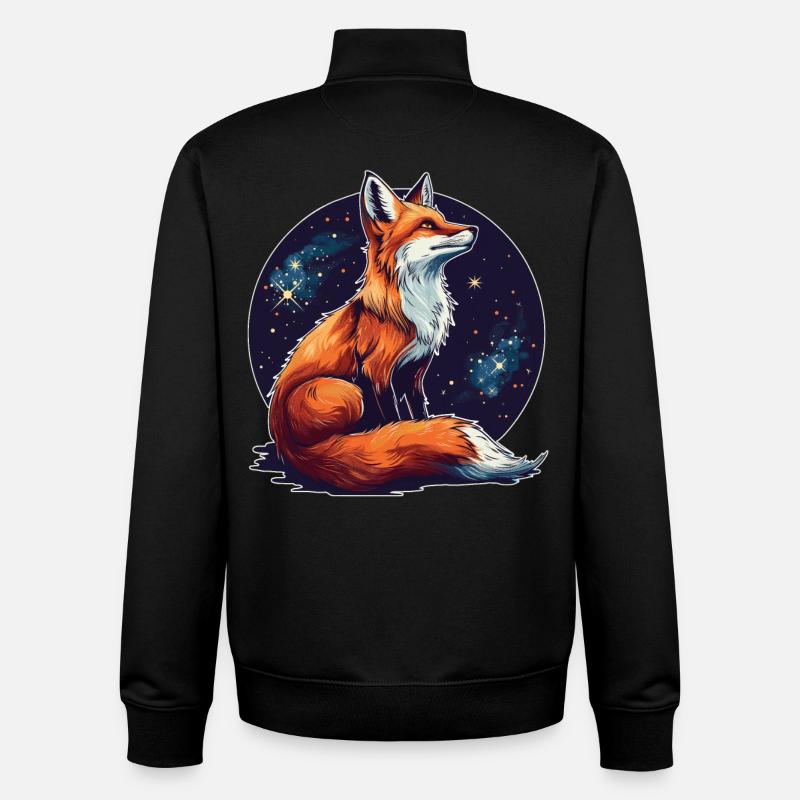 Fox with stars - Unisex Organic Zip Sweatshirt by Stanley/Stella - black