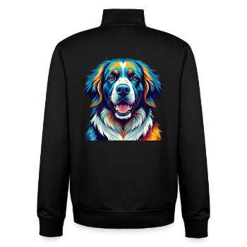 Große Pyrenäen Hunderasse Bunte Karikatur Kawaii - Unisex Organic Zip Sweatshirt von Stanley/Stella - Schwarz - Hinten - AI Model Male 185 light (185cm)