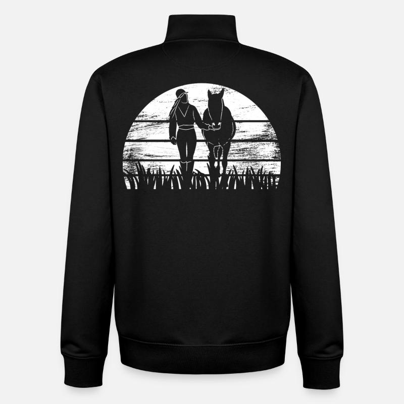 Pferd Mädchen - Unisex Organic Zip Sweatshirt von Stanley/Stella - Schwarz