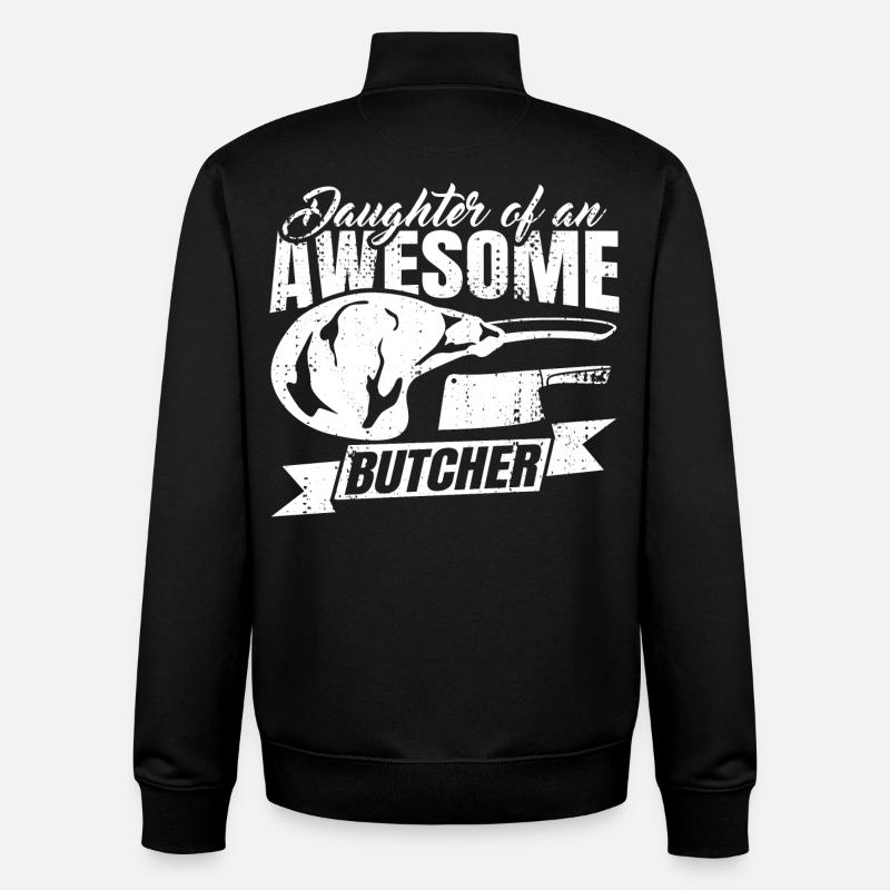 Fille de boucher - Sweat zippé unisexe en coton bio Stanley/Stella - noir