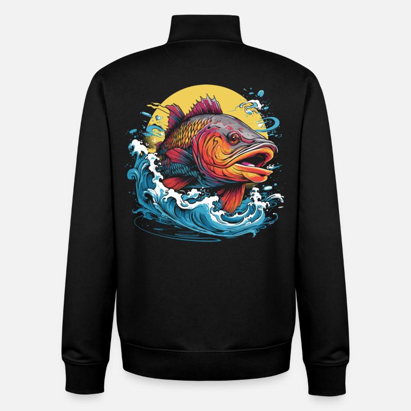 Fischerei Illustration - Unisex Organic Zip Sweatshirt von Stanley/Stella - Schwarz