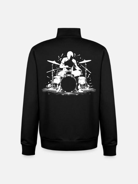 Graphiques Drummer - Sweat zippé unisexe en coton bio Stanley/Stella - noir