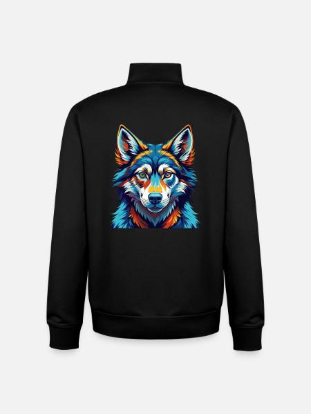 Czechoslovakian Wolfdog Breed Cartoon Kawaii - Unisex Organic Zip Sweatshirt by Stanley/Stella - black