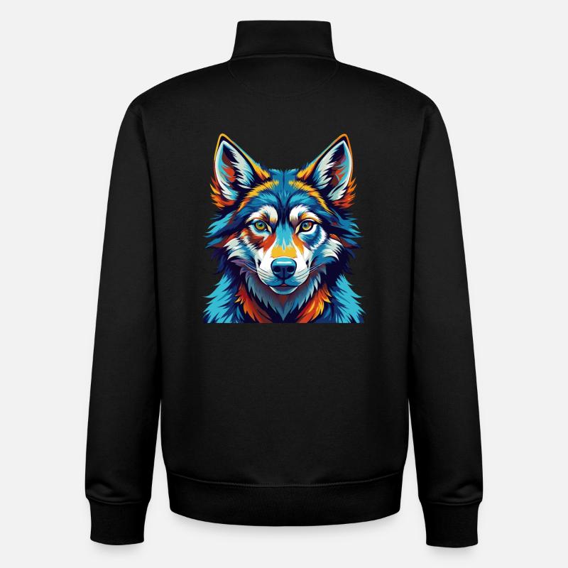 Chien-loup tchécoslovaque Race Dessin animé Kawaii - Sweat zippé unisexe en coton bio Stanley/Stella - noir