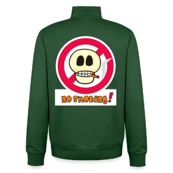 Visage de crâne non fumeur - Émoticône drôle - Sweat zippé unisexe en coton bio Stanley/Stella - vert bouteille - Dos - AI Model Male 185 dark (185cm)