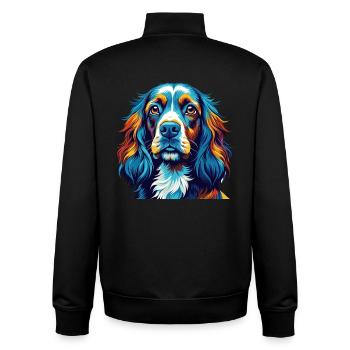 Sussex Spaniel Hunderasse Bunt Karikatur Kawaii - Unisex Organic Zip Sweatshirt von Stanley/Stella - Schwarz - Hinten - AI Model Male 185 light (185cm)