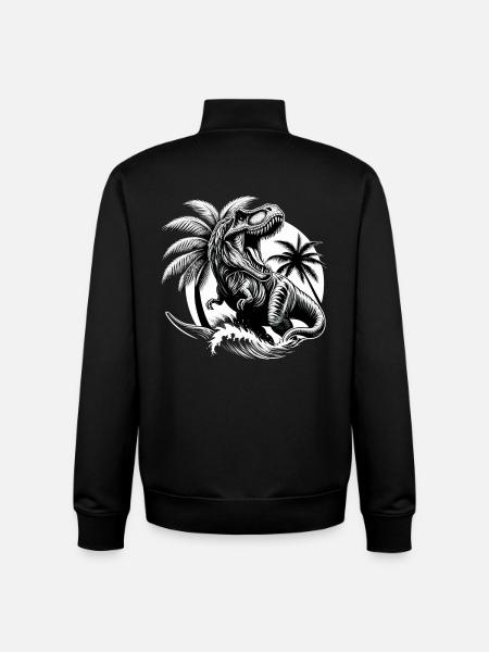 Roaring T-Rex Dinosaur Gift - Unisex Organic Zip Sweatshirt by Stanley/Stella - black