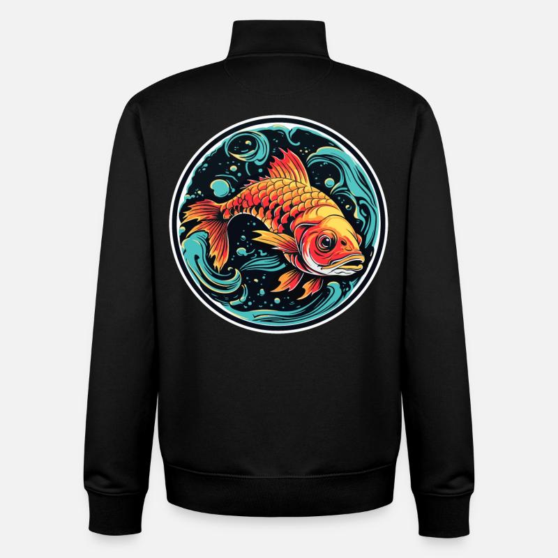 Fish Illustration - Unisex Organic Zip Sweatshirt by Stanley/Stella - black
