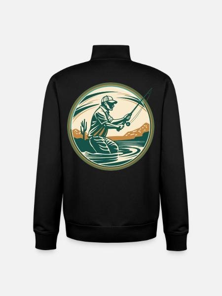 Fishing Illustration - Unisex Organic Zip Sweatshirt by Stanley/Stella - black