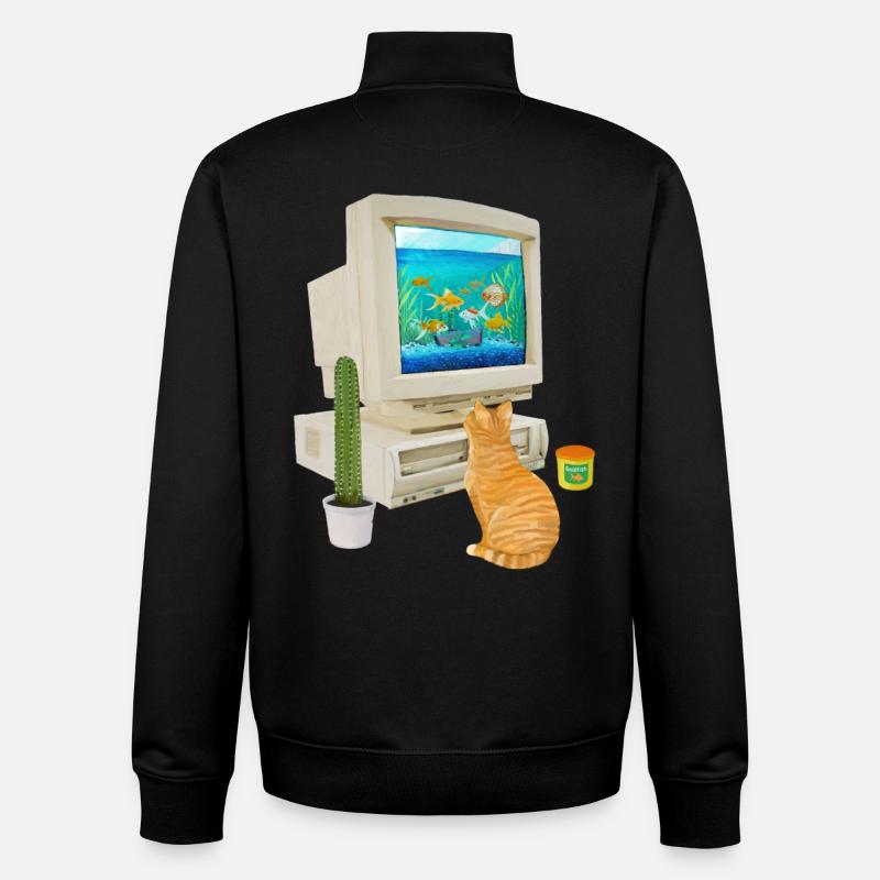 90s PC Fishbowl - Unisex Organic Zip Sweatshirt by Stanley/Stella - black