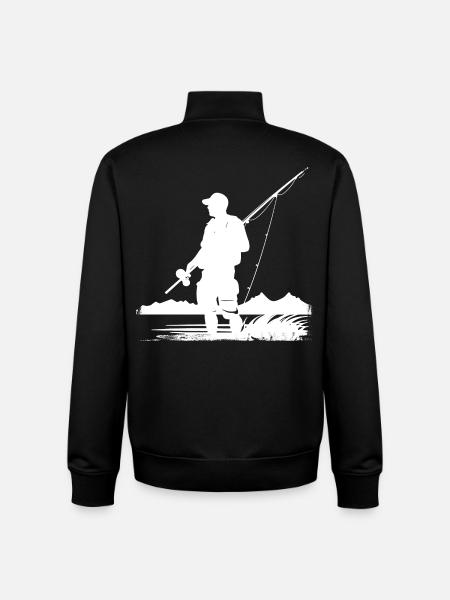 Fishing Drawing - Unisex Organic Zip Sweatshirt by Stanley/Stella - black