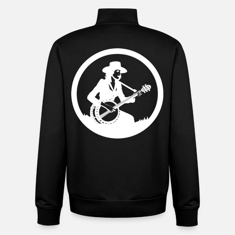 Dessin d’un joueur de banjo - Sweat zippé unisexe en coton bio Stanley/Stella - noir