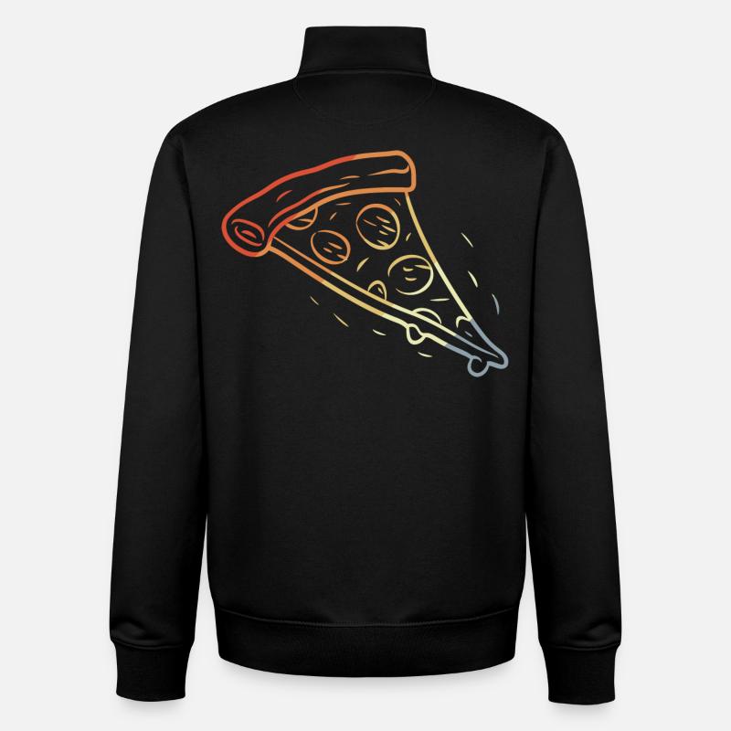 Retro Pizza Scheibe Skizze - Unisex Organic Zip Sweatshirt von Stanley/Stella - Schwarz