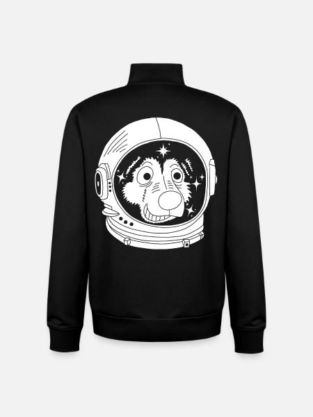 Chien astronaute - Sweat zippé unisexe en coton bio Stanley/Stella - noir