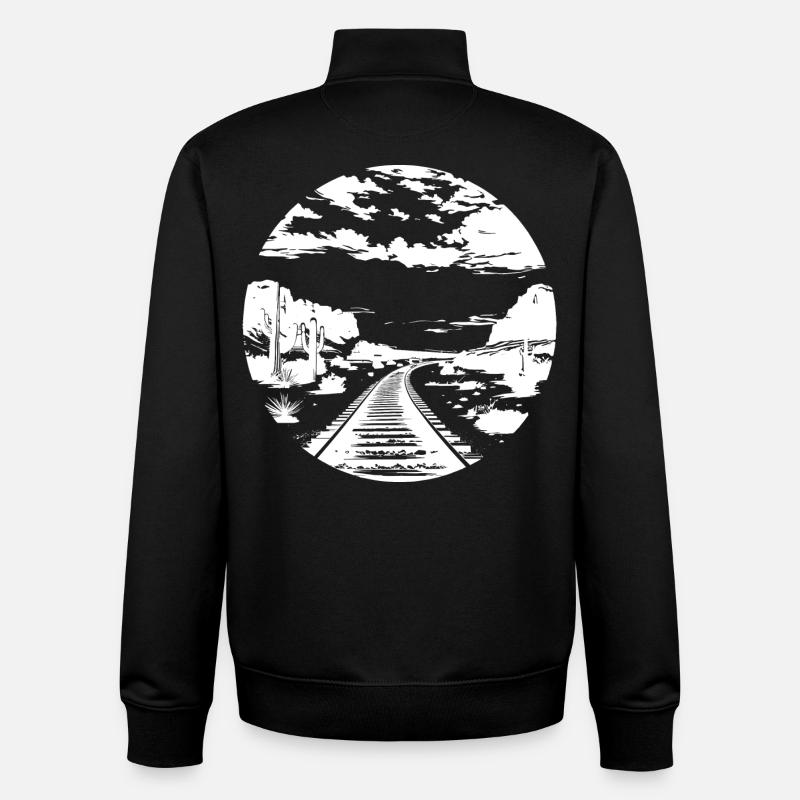Railway Drawing - Unisex Organic Zip Sweatshirt by Stanley/Stella - black