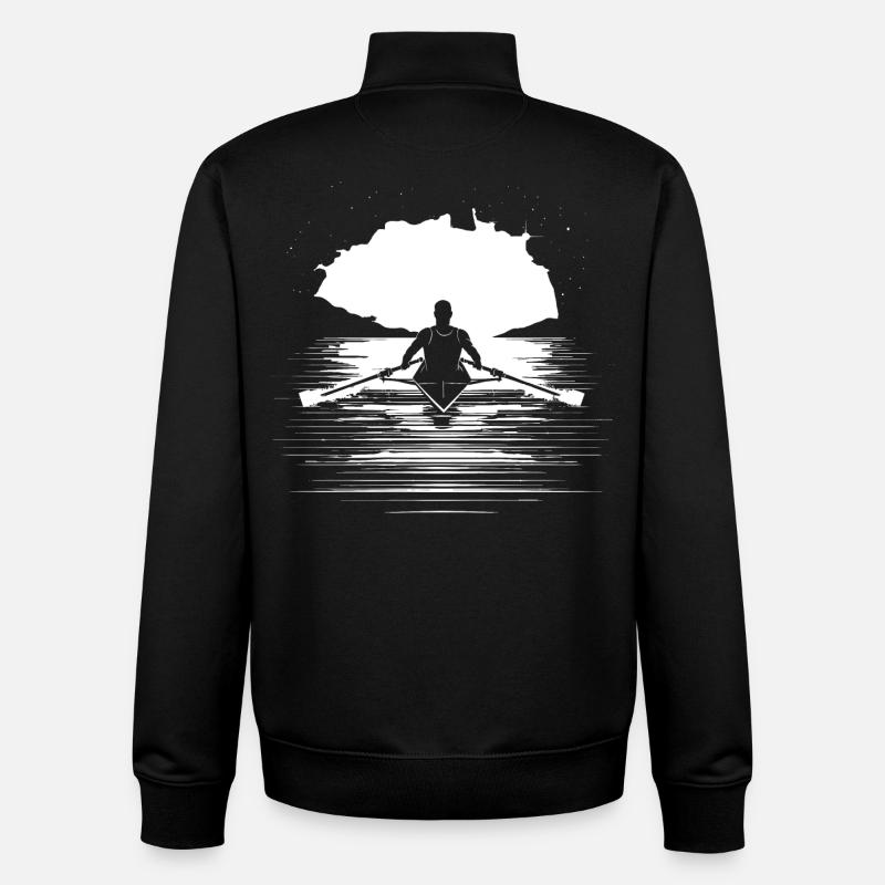 Rower Drawing - Unisex Organic Zip Sweatshirt by Stanley/Stella - black