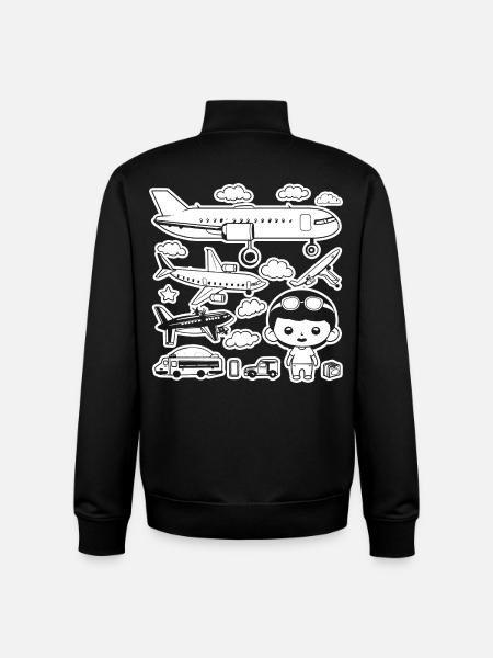 Airplanes Cartoon Style - Unisex Organic Zip Sweatshirt by Stanley/Stella - black