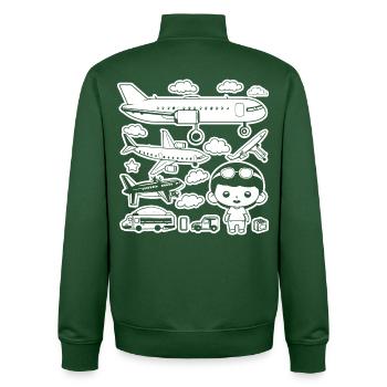 Flugzeuge Cartoon Stil - Unisex Organic Zip Sweatshirt von Stanley/Stella - Flaschengrün - Hinten - AI Model Male 185 dark (185cm)