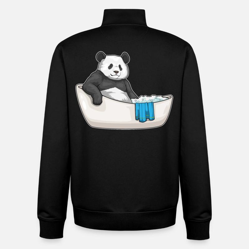 Baignoire Panda - Sweat zippé unisexe en coton bio Stanley/Stella - noir