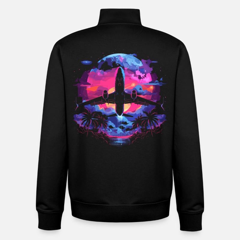 Retro Flugzeug Retrowave - Unisex Organic Zip Sweatshirt von Stanley/Stella - Schwarz
