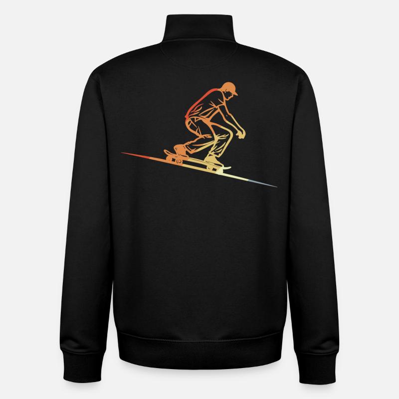 Skateboard Style rétro - Sweat zippé unisexe en coton bio Stanley/Stella - noir