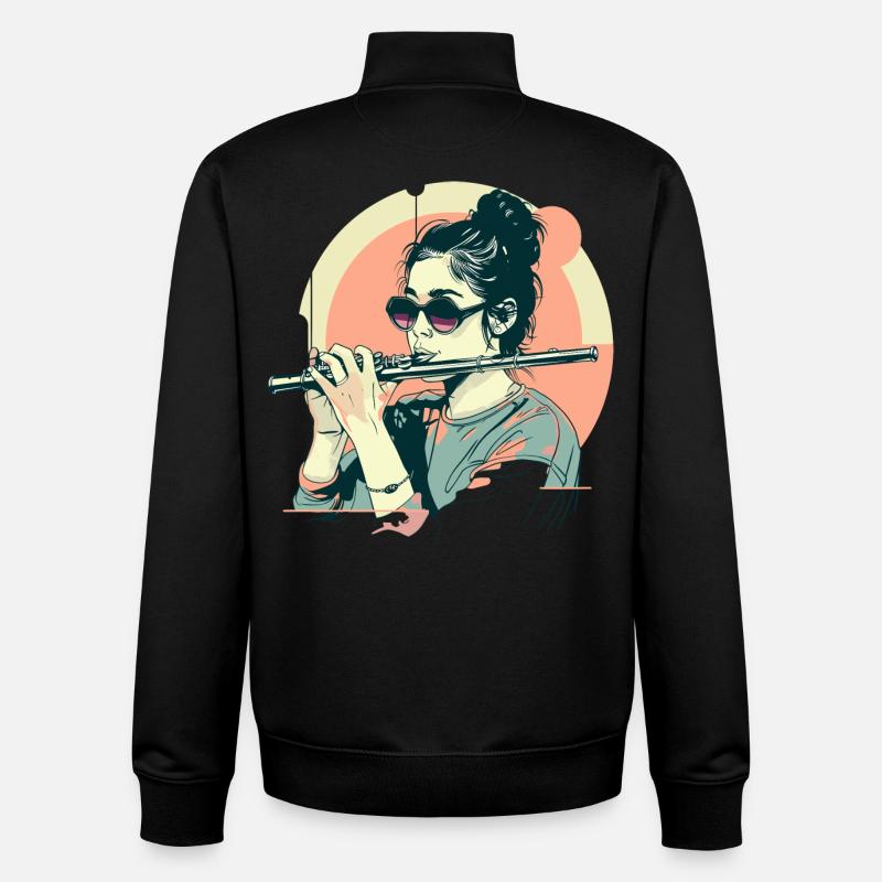 Flûtistes graphiques - Sweat zippé unisexe en coton bio Stanley/Stella - noir