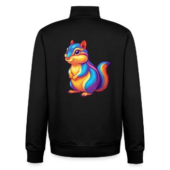 Chipmunk Colorful Kawaii Cartoon Character Clipart - Unisex Organic Zip Sweatshirt by Stanley/Stella - black - Back - AI Model Male 185 light (185cm)