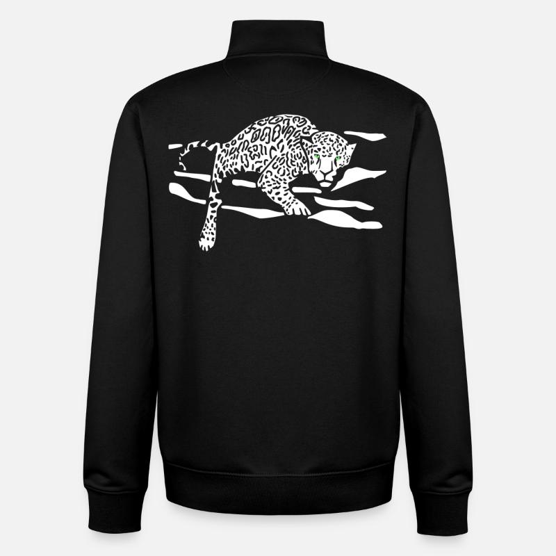 Silhouette de saut léopard - Sweat zippé unisexe en coton bio Stanley/Stella - noir