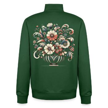 Elegant Floral Bouquet Art with Intricate Details - Unisex Organic Zip Sweatshirt by Stanley/Stella - bottle green - Back - AI Model Male 185 dark (185cm)