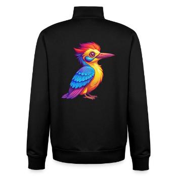 Woodpecker Colorful Kawaii Cartoon Character - Unisex Organic Zip Sweatshirt by Stanley/Stella - black - Back - AI Model Male 185 light (185cm)