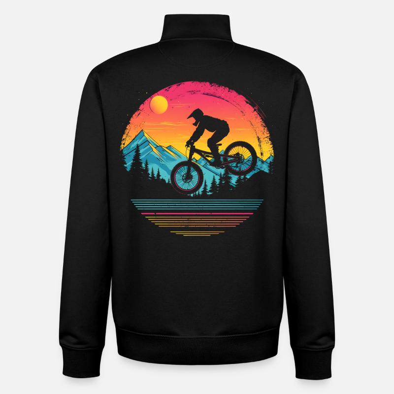 VTT vaporwave - Sweat zippé unisexe en coton bio Stanley/Stella - noir