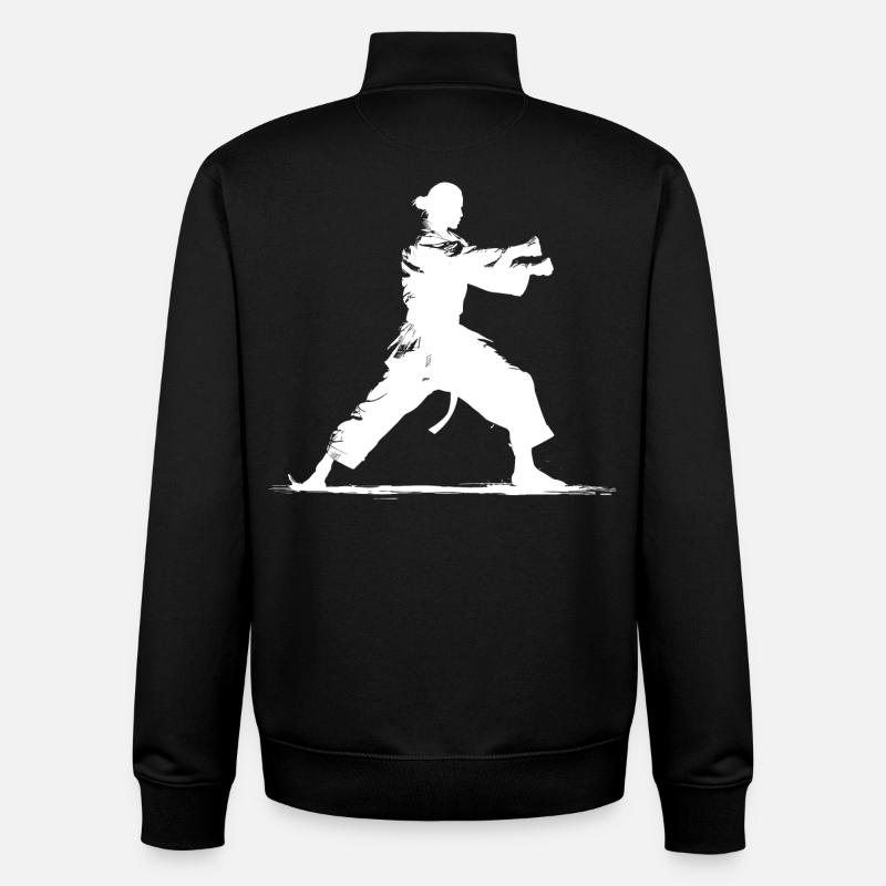Croquis de fille de karaté - Sweat zippé unisexe en coton bio Stanley/Stella - noir
