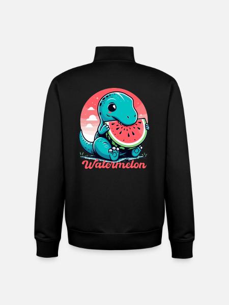 Cute T-Rex Watermelon Summer Gift - Unisex Organic Zip Sweatshirt by Stanley/Stella - black