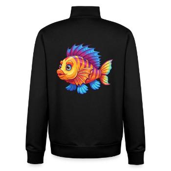 poisson-lion coloré Kawaii dessin animé animal marin - Sweat zippé unisexe en coton bio Stanley/Stella - noir - Dos - AI Model Male 185 light (185cm)