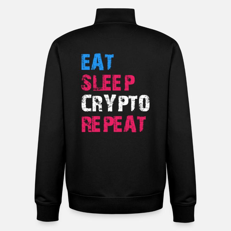 EAT SLEEP CRYPTO REPEAT - Unisex Organic Zip Sweatshirt by Stanley/Stella - black