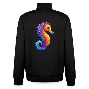 Sea Horse Colorful Kawaii Cartoon Sea Animal - Unisex Organic Zip Sweatshirt by Stanley/Stella - black - Back - AI Model Male 185 light (185cm)