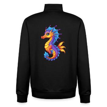 dragon de mer feuillu coloré kawaii dessin animé clipart - Sweat zippé unisexe en coton bio Stanley/Stella - noir - Dos - AI Model Male 185 light (185cm)
