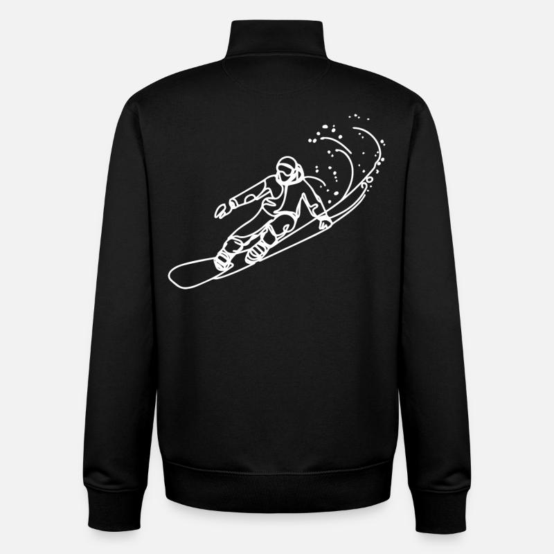 Croquis de snowboarder - Sweat zippé unisexe en coton bio Stanley/Stella - noir