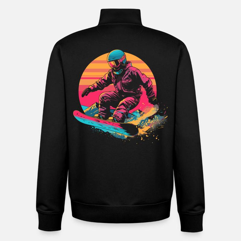 Look snowboarder des années 80 - Sweat zippé unisexe en coton bio Stanley/Stella - noir