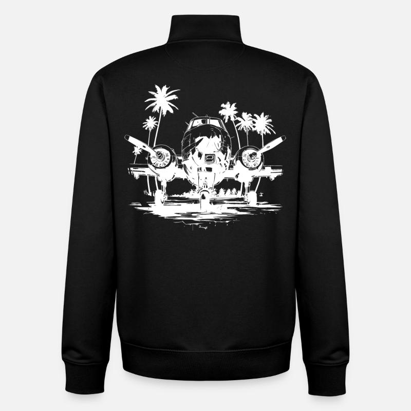 Dessin d’avion - Sweat zippé unisexe en coton bio Stanley/Stella - noir